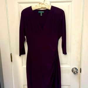 Ralph Lauren Dress. 3/4 sleeve, knee length size 8, color: eggplant